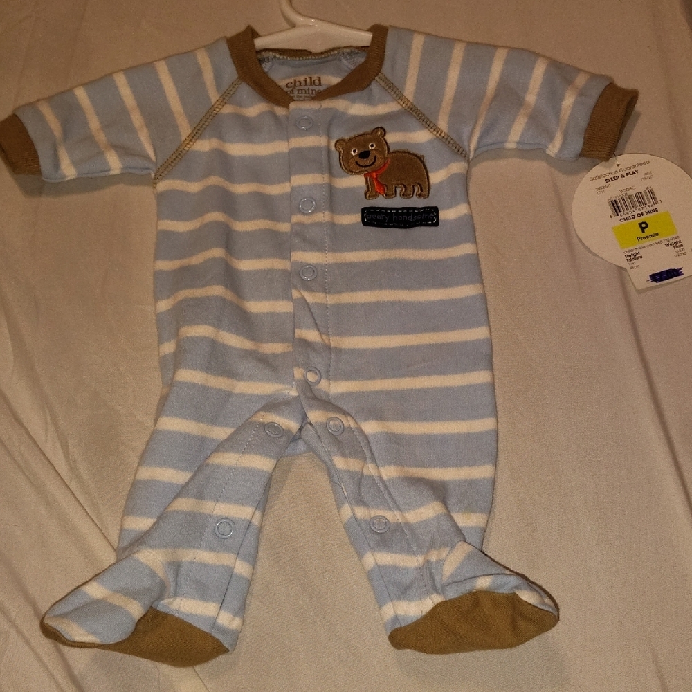 Child of Mine Blue and Brown Striped Baby One Piece